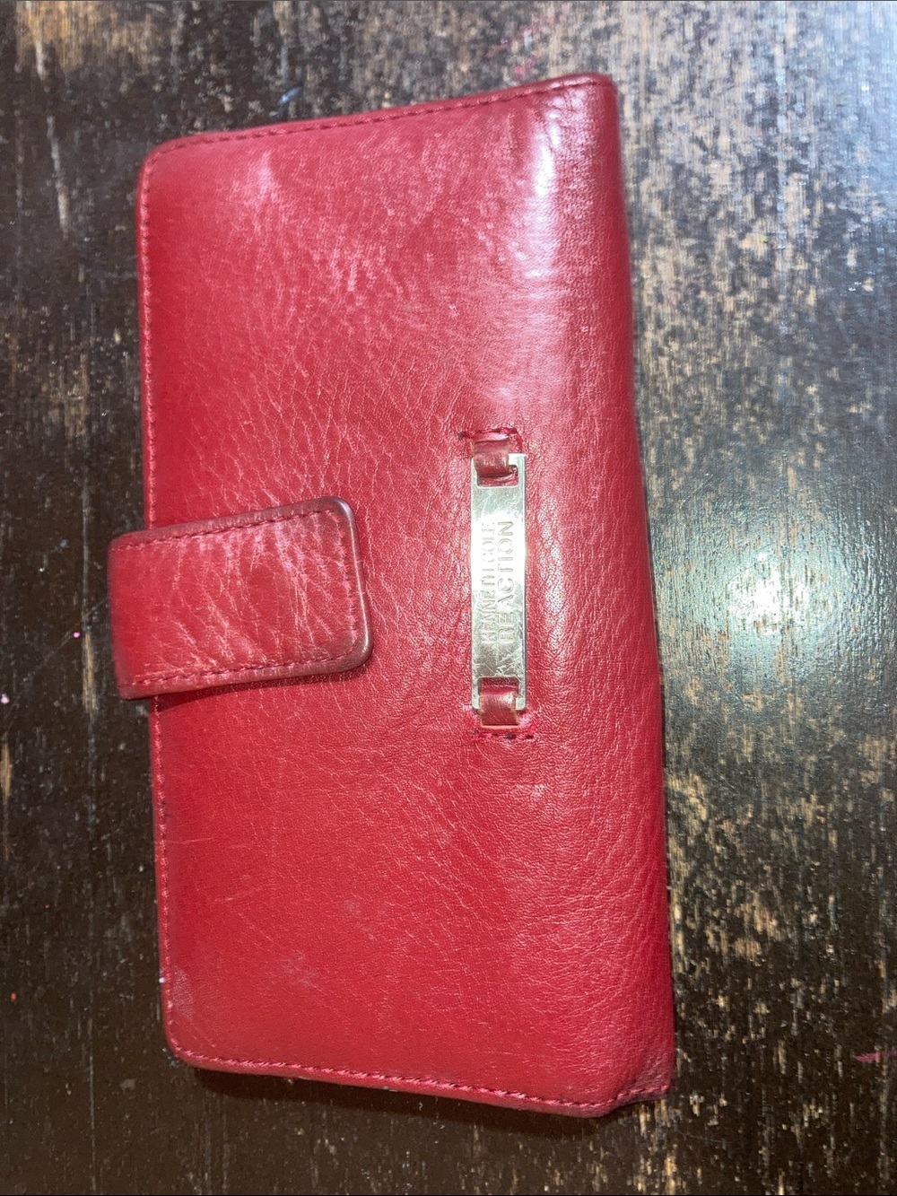 Kenneth Cole Red Leather Wallet Phone Case with Magnetic Strap